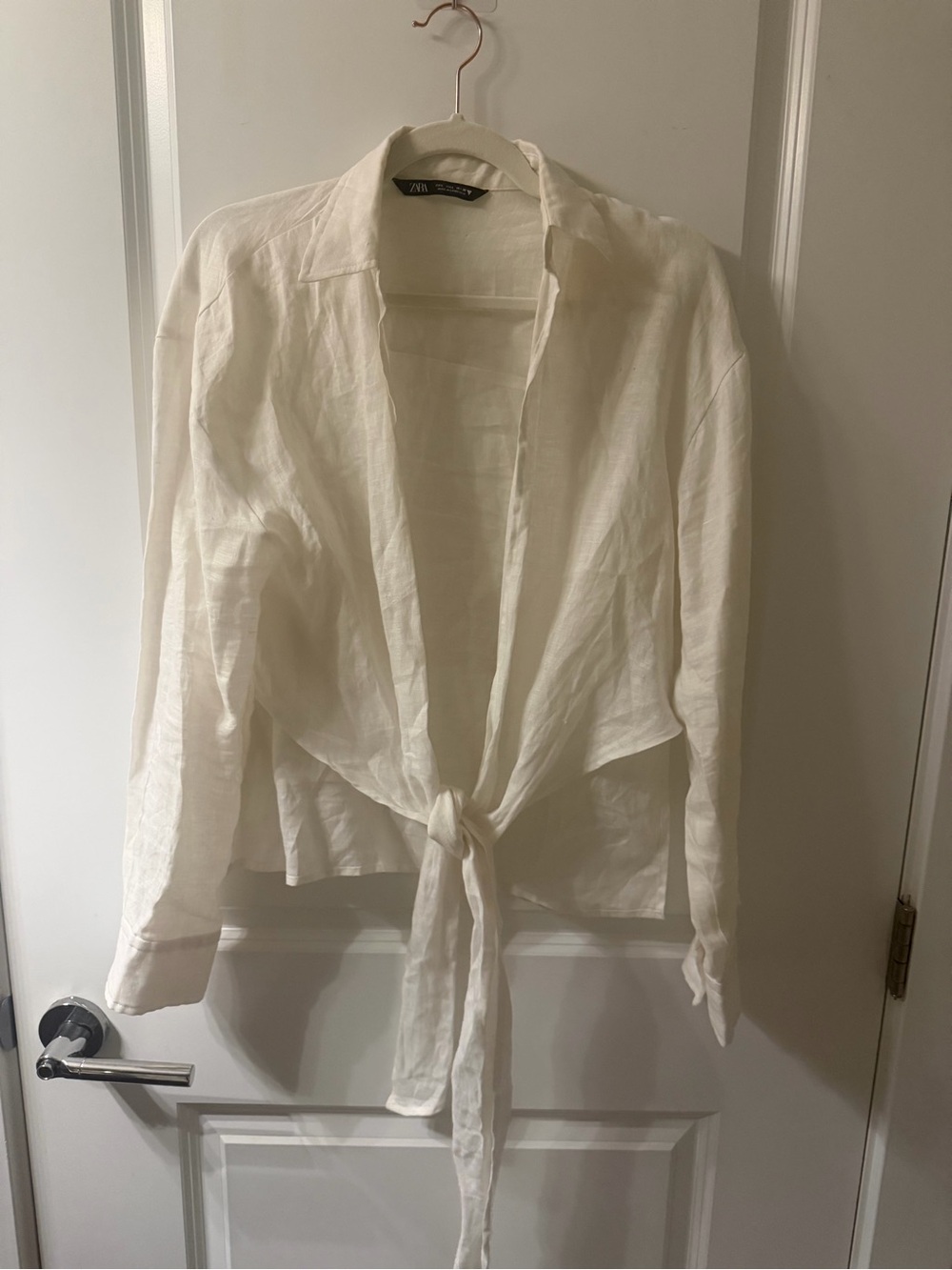Zara Cream Tie-Front Lightweight Blouse